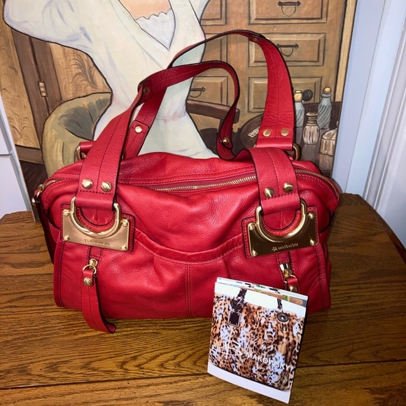 B. Makowsky Rosy Red Glove Leather Satchel & Dust Bag - EUC - Picture 10 of 14
